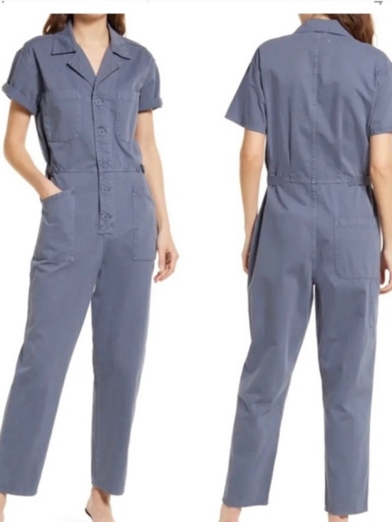 pistola Pants - PISTOLA Grover Cotton Jumpsuit, Blue Stone, Small